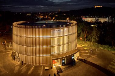 Drohnenaufnahme des GLOBE Coburg