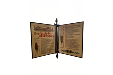 Handwerkstafel mit der Geschichte Coburgs