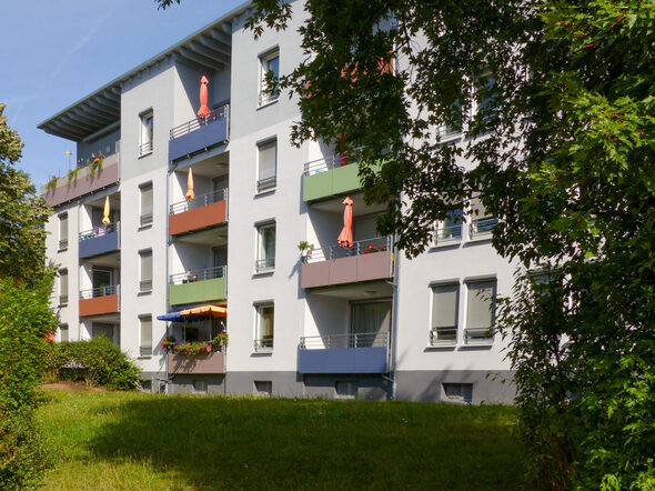 Musterwohnung Außenansicht des Gebäudes