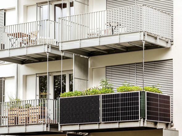 Solar,Panels,On,Balcony,Of,Building.,Modern,Balcony,Apartment,With