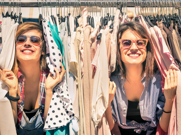 Young,Beautiful,Women,At,Weekly,Cloth,Market,-,Best,Friends