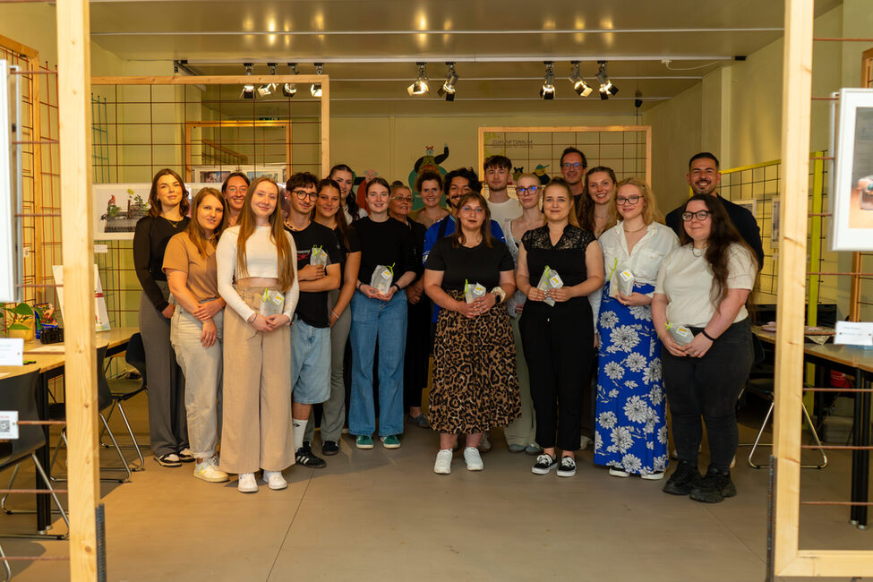 Unter dem Titel „Zukunft findet Stadt“ haben die Studierenden Kommunikationsstrategien entwickelt und im Zukunftsraum präsentiert.