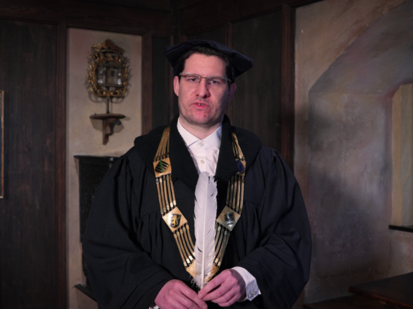 OB Dominik Sauerteig mit einer Grußbotschaft anlässlich des Jubiläums 500 Jahre Hochzeit von Martin Luther