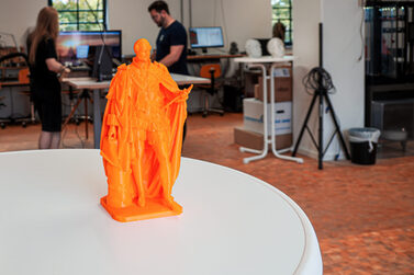 eine 3D Version von Albert, gedruckt im Makerspace
