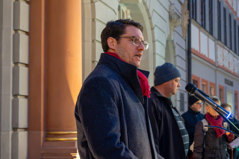 Oberbürgermeister Dominik Sauerteig während seiner Rede