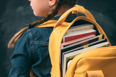 Back,To,School.,Back,View,Of,Young,Girl,Ready,To