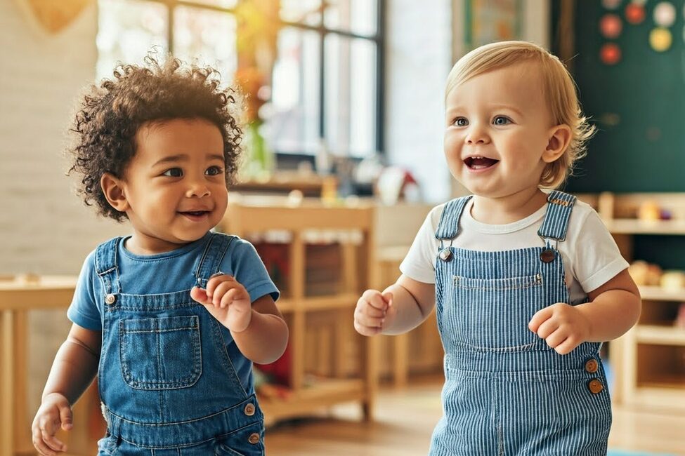 Diverse,2,Happy,Smiling,8,Month,Old,Babies,,,Dancing