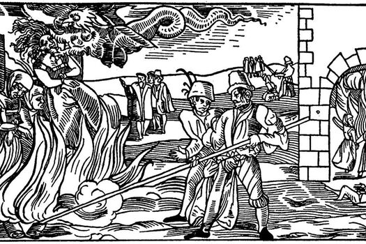 Abbildung einer Hexenverbrennung aus dem Jahre 1555