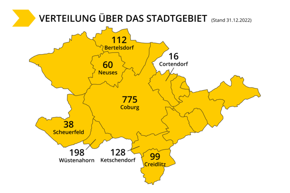 Verteilung der geförderten Wohnungen auf das Stadtgebiet (31.12.2022)
