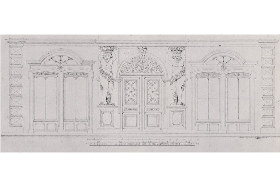 Ladenfassade der Filiale der Firma Simon & Söhne in der Spitalgasse