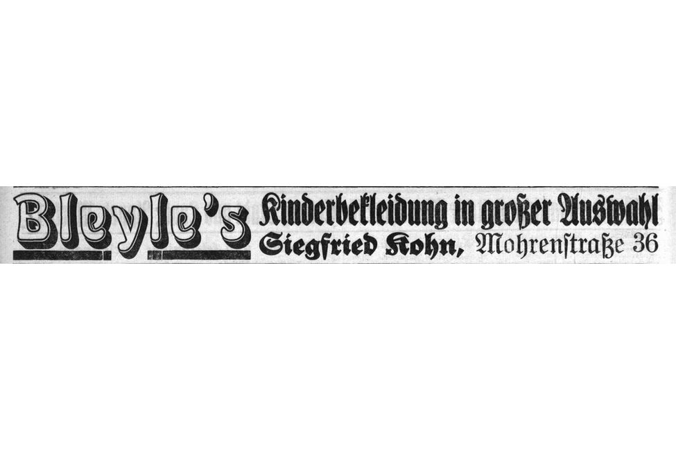 Werbeanzeige des Modewarengeschäfts Siegfried Kohn