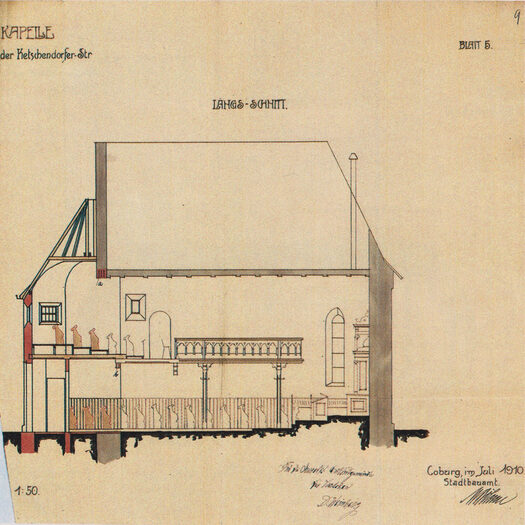Längsschnitt: Entwurfsplanung zum Umbau von 1910