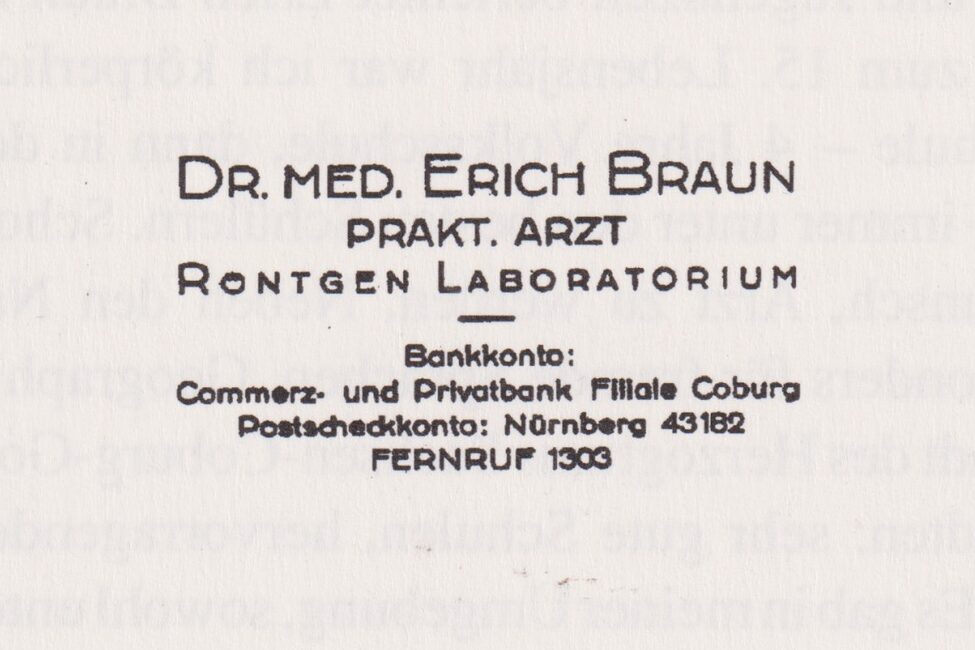 Briefbogen der Arztpraxis Erich Brauns