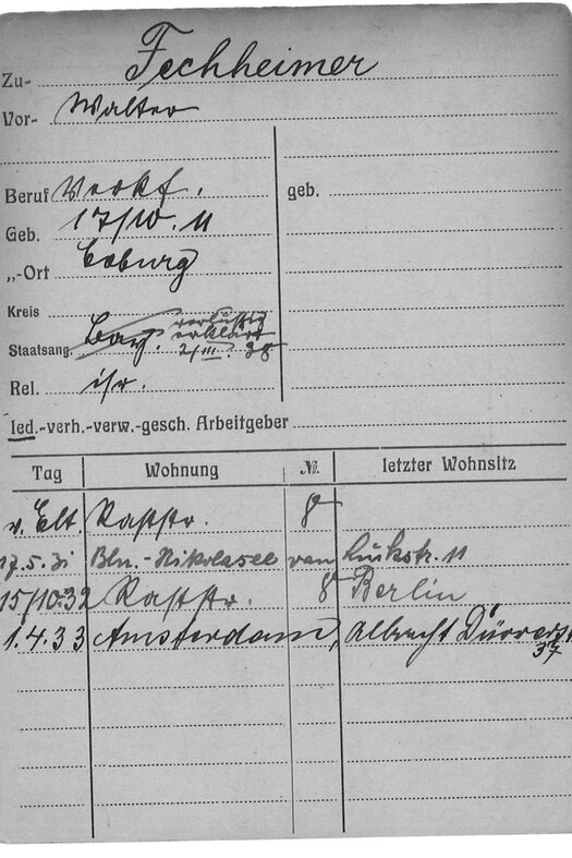 Einwohnermeldekarte für Walter Fechheimer