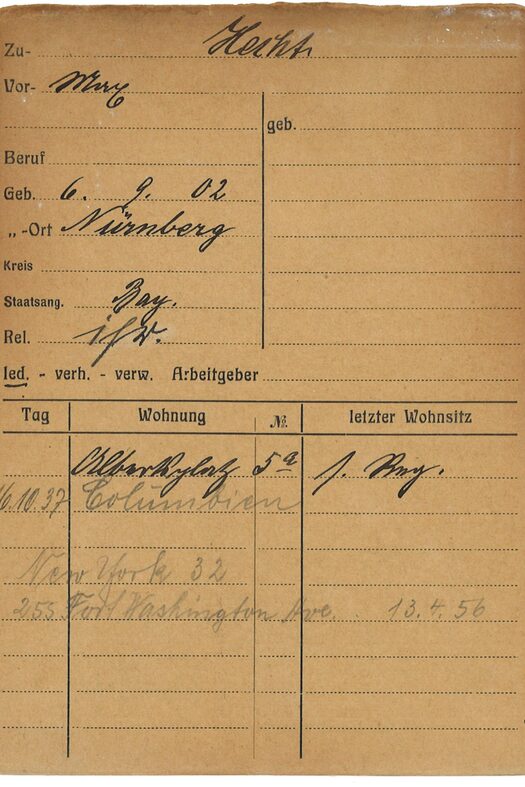 Meldekarte von Max Hecht