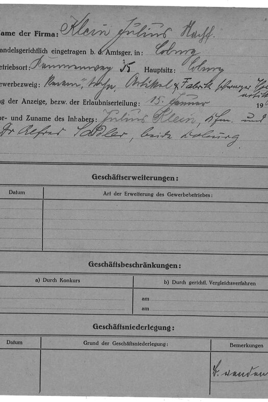 Gewerbekarte von Julius Klein